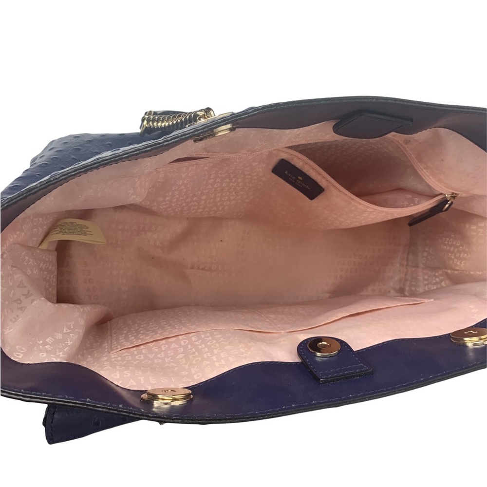 Kate Spade a la vita ostrich halsey Large Navy Leather Bag - Picture 8 of 16